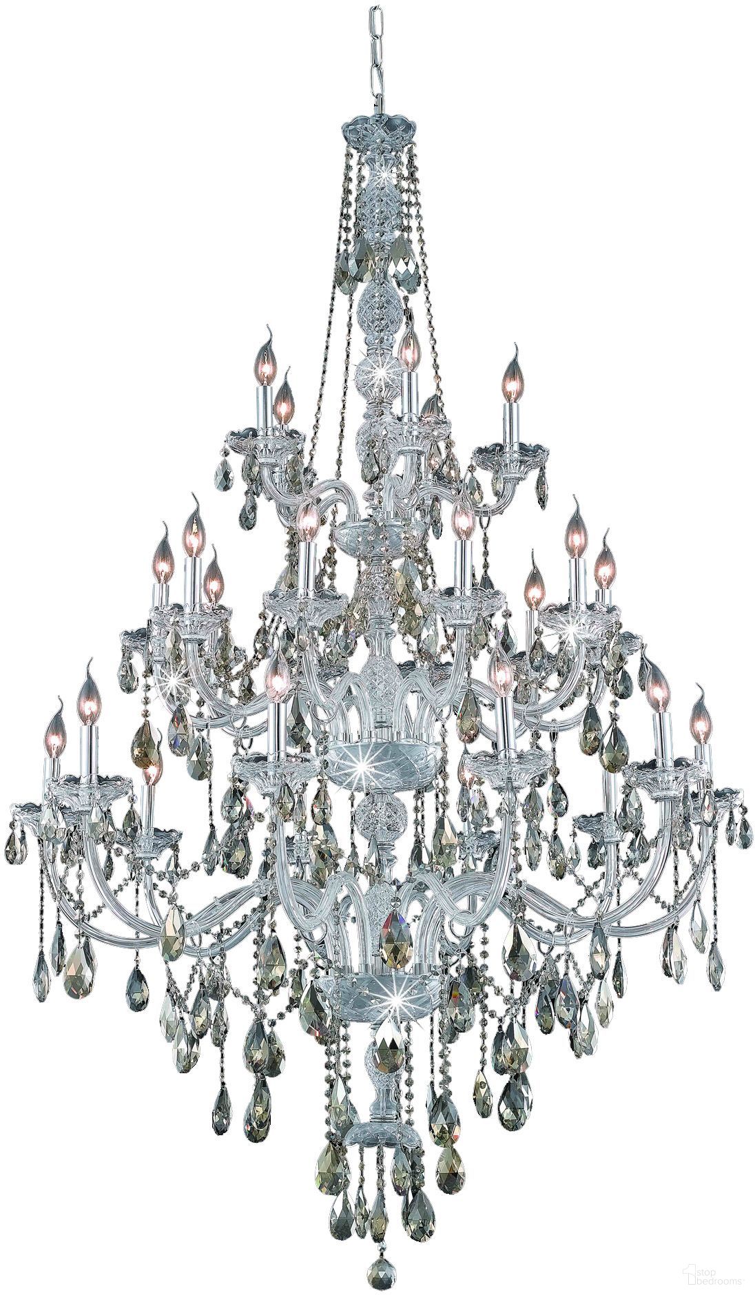 The appearance of 7925g43c GtRc Verona 43" Chrome 25 Light Chandelier With Golden Teak Royal Cut Crystal Trim designed by Elegant Lighting in the glam interior design. This gold teal piece of furniture  was selected by 1StopBedrooms from Verona Collection to add a touch of cosiness and style into your home. Sku: 7925G43C-GT/RC. Material: Glass.