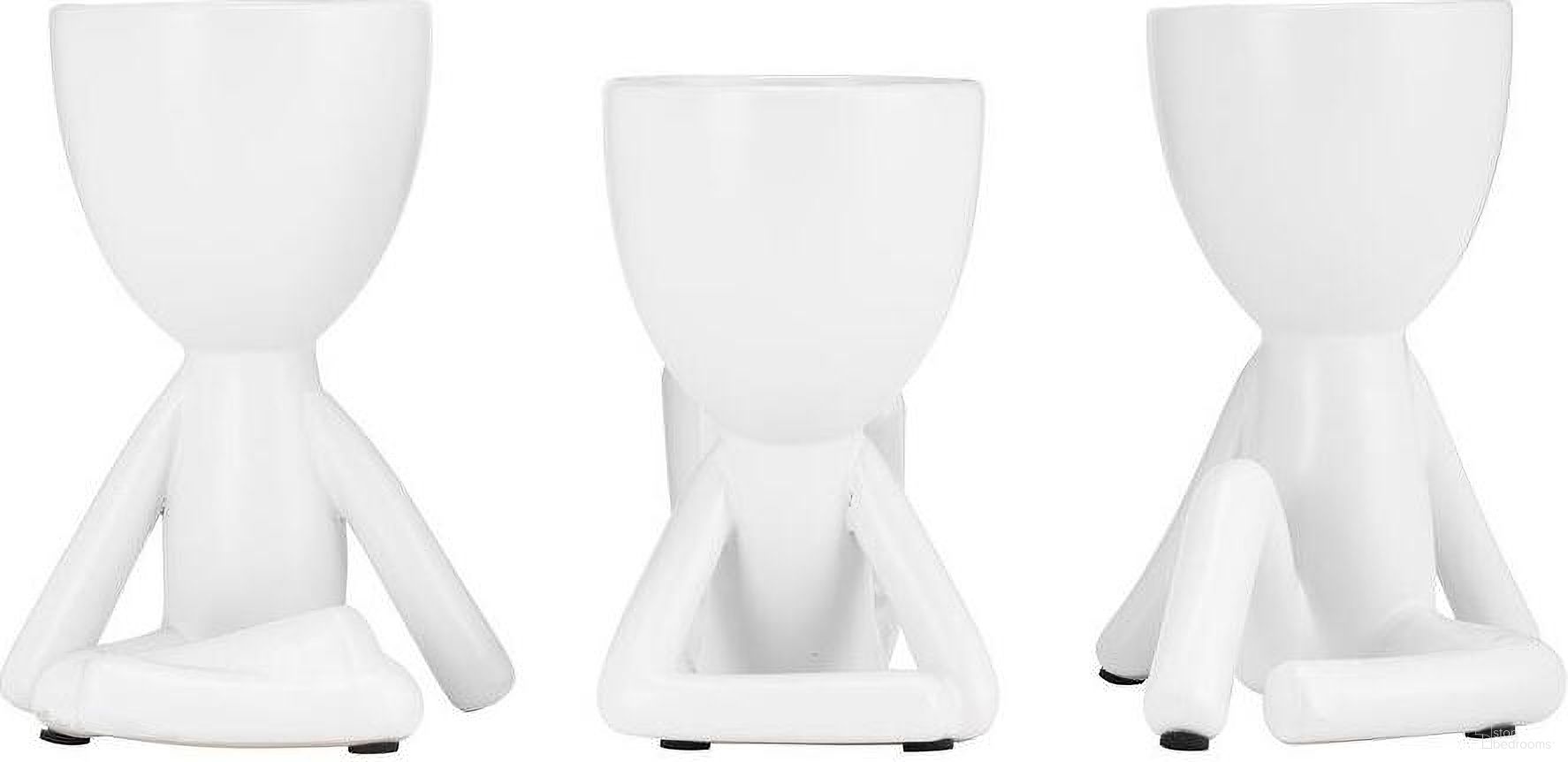 8 Inch Sitting Humans Set of 3 In White