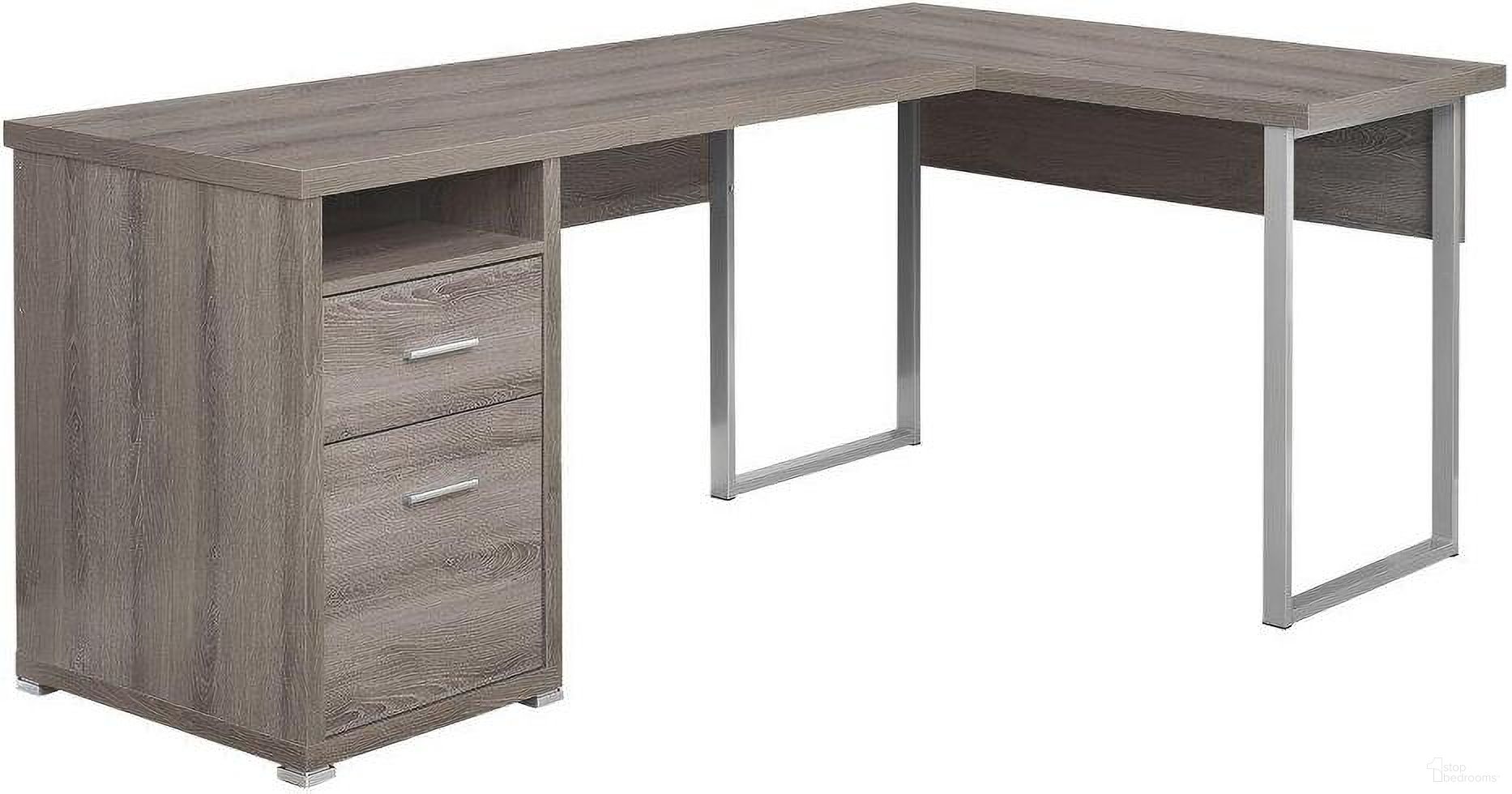 The appearance of 80 Inch Computer Desk In Dark Taupe With Left Or Right Facing designed by Monarch Specialties in the modern / contemporary interior design. This dark taupe piece of furniture was selected by 1StopBedrooms from to add a touch of cosiness and style into your home. Sku: I 7255. Material: MDF.