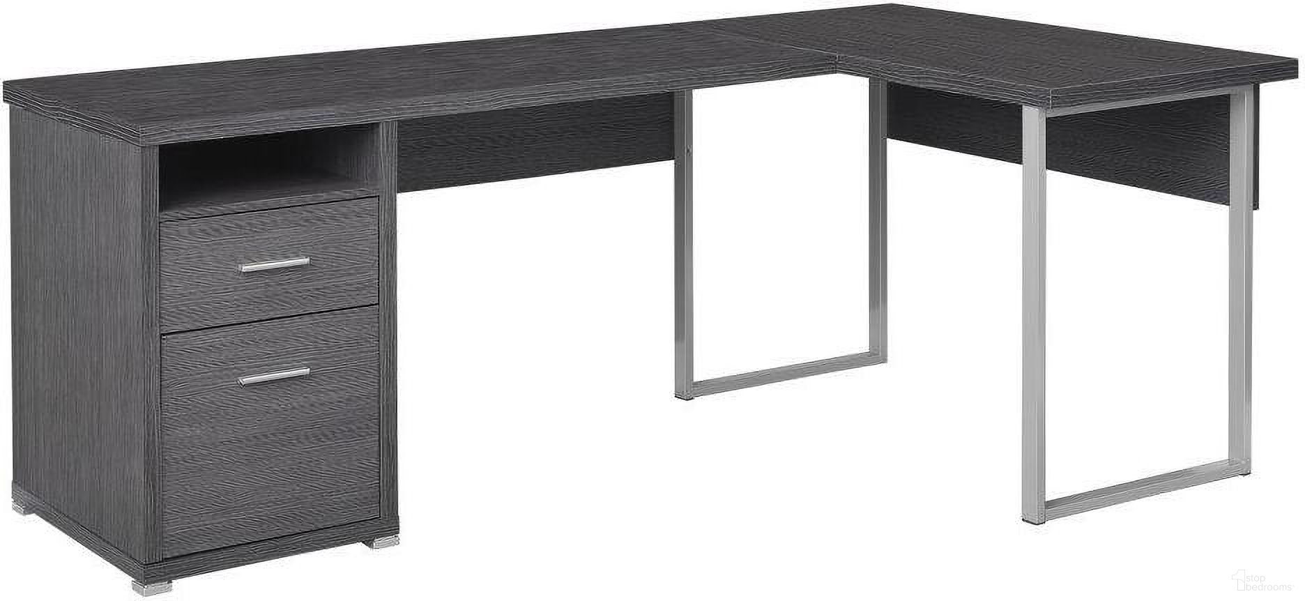 The appearance of 80 Inch Computer Desk In Grey With Left Or Right Facing designed by Monarch Specialties in the modern / contemporary interior design. This grey piece of furniture  was selected by 1StopBedrooms from  to add a touch of cosiness and style into your home. Sku: I 7257. Material: MDF.