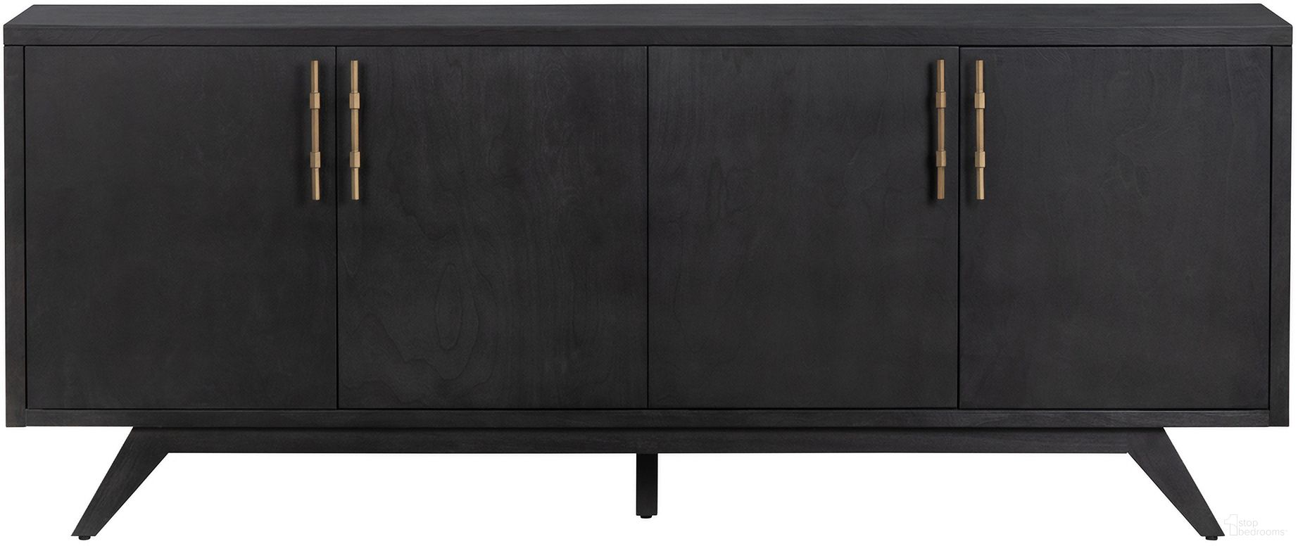 80 Inch Smooth 4-Door Media Credenza/Sideboard In Black