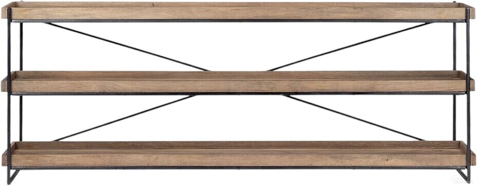 The appearance of 80 Inch Solid Wood and Iron Console Table with Two Shelves In Light Brown and Black designed by Homeroots in the rustic / southwestern interior design. This light brown/black piece of furniture was selected by 1StopBedrooms from to add a touch of cosiness and style into your home. Sku: 380194. Material: Solid Wood.