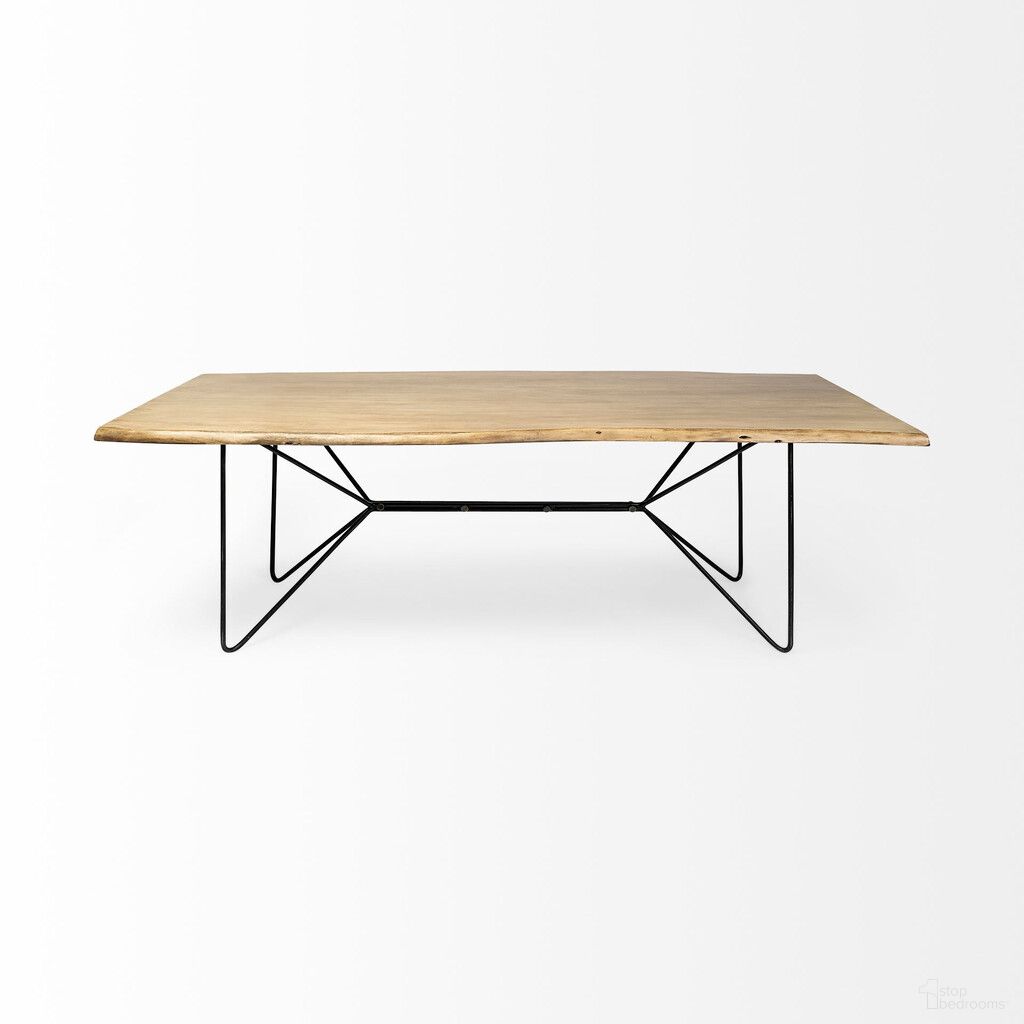 80 Inch Solid Wood and Metal Dining Table In Black and Brown