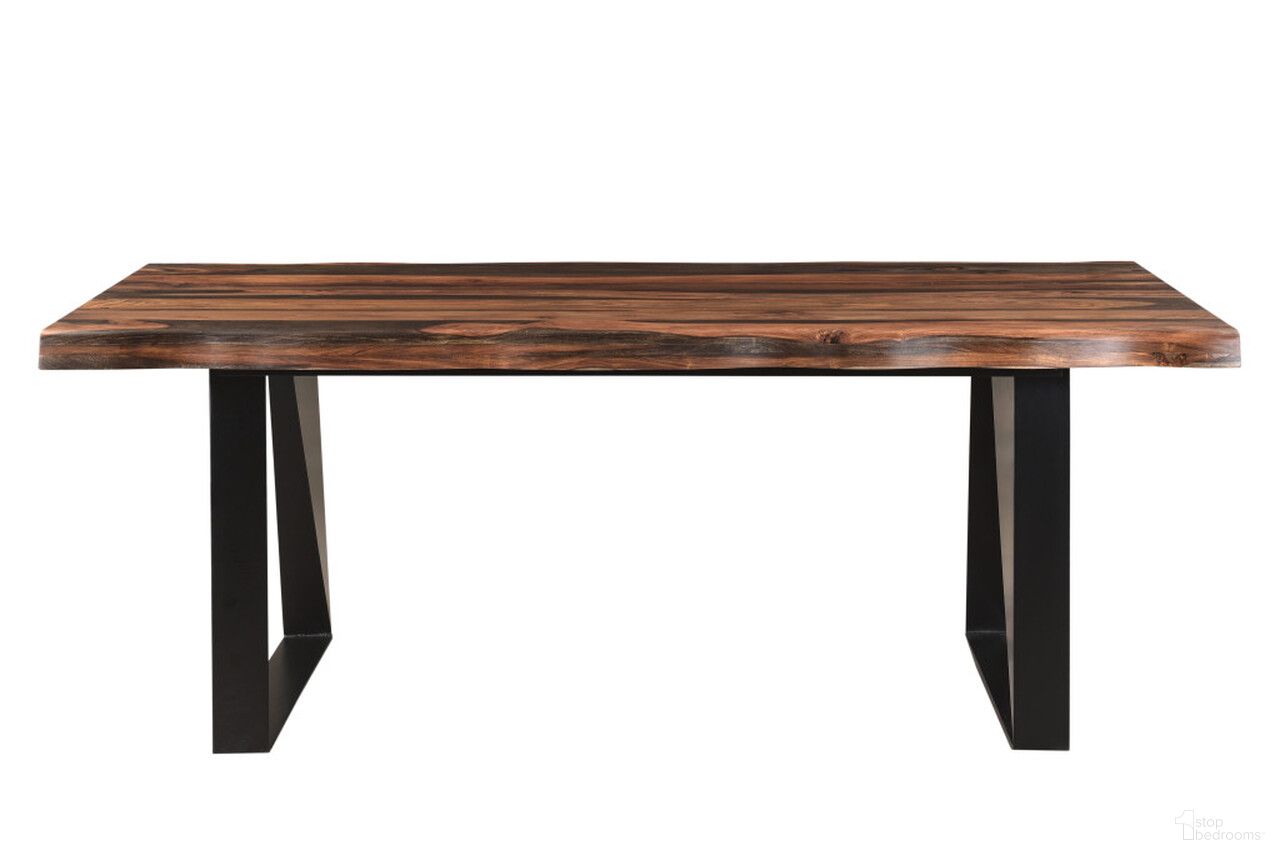 80 Inch Solid Wood and Metal Sled Base Dining Table In Dark Brown and Black