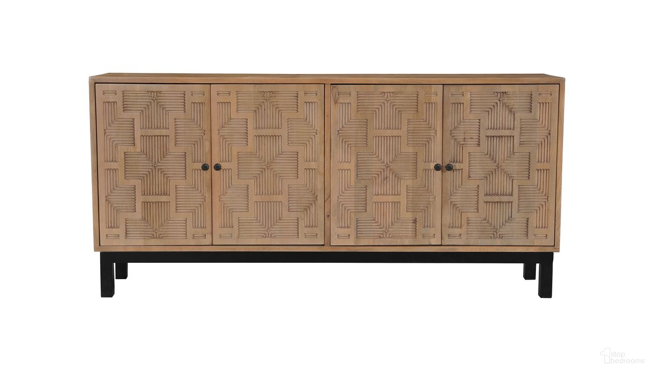 The appearance of 80 Inch Solid Wood Carved Geometric Sideboard with Four Doors In Brown designed by Homeroots in the traditional interior design. This brown piece of furniture  was selected by 1StopBedrooms from  to add a touch of cosiness and style into your home. Sku: 634315. Material: Solid Wood.
