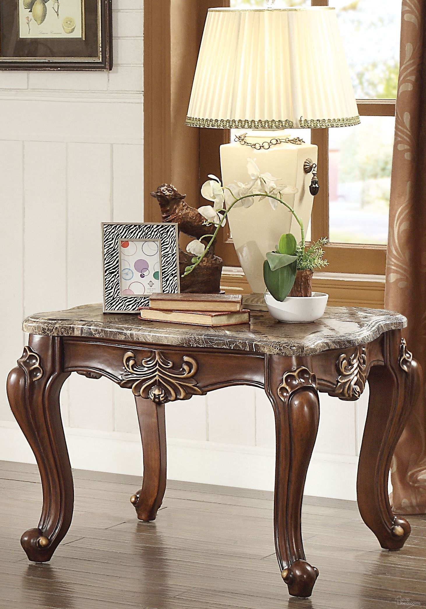 Shalisa Marble and Walnut End Table