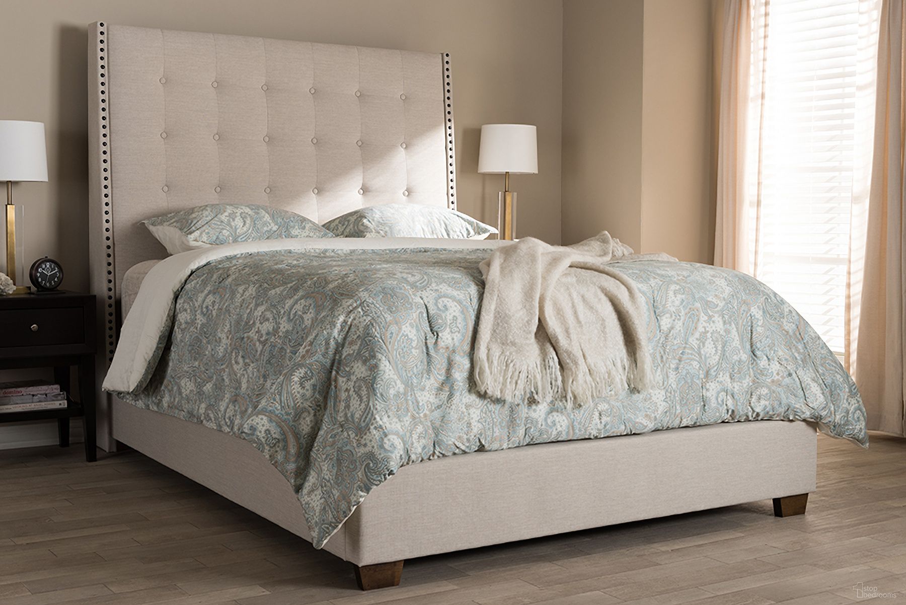 The appearance of Baxton Studio Georgette Modern And Contemporary Light Beige Fabric Upholstered King Size Bed designed by Baxton Studio in the modern / contemporary interior design. This light beige piece of furniture was selected by 1StopBedrooms from Georgette Collection to add a touch of cosiness and style into your home. Sku: CF8957-Light Beige-King. Material: Polyester. Bed Size: King. Bed Type: Upholstered Bed.