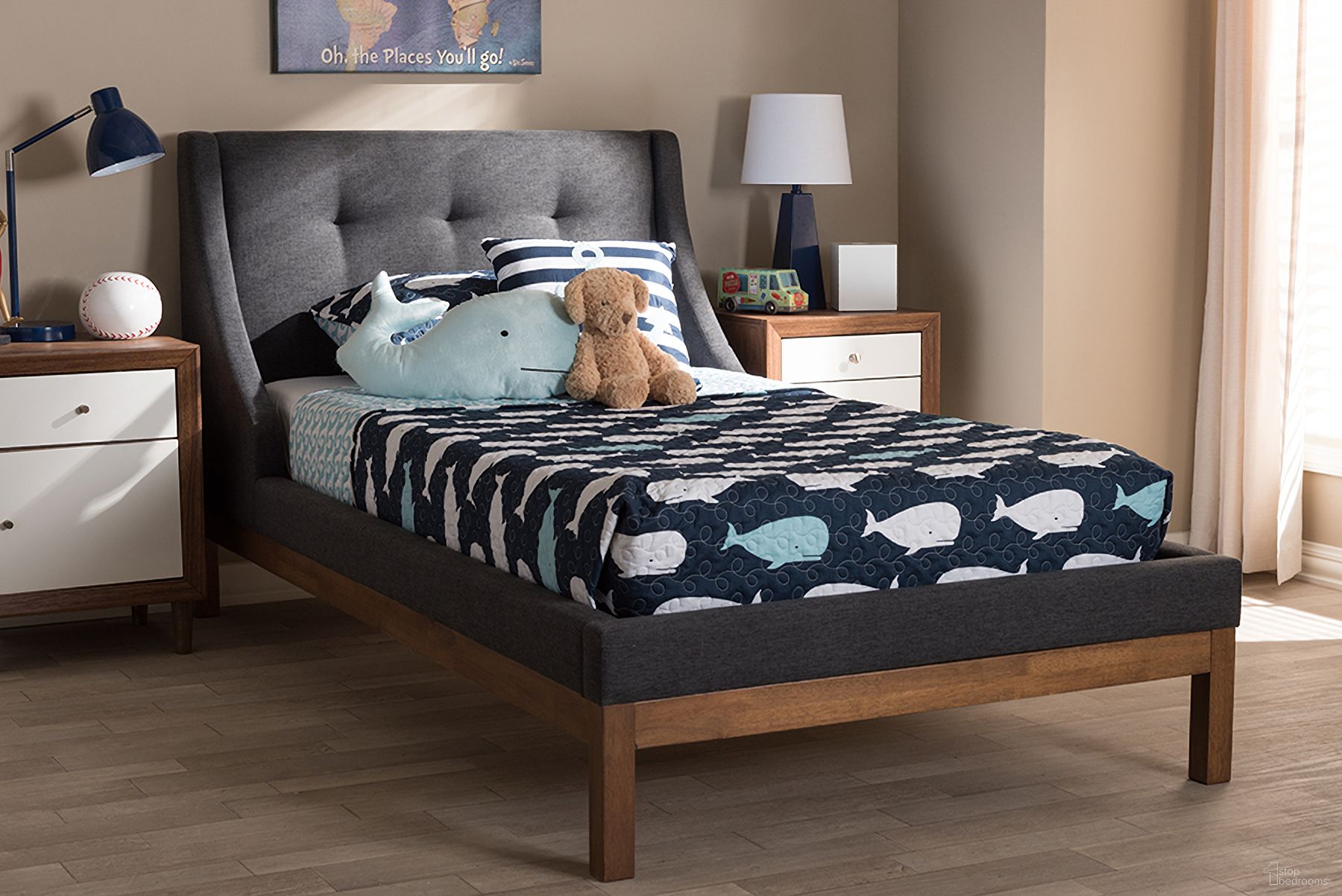 The appearance of Baxton Studio Louvain Modern And Contemporary Dark Grey Fabric Upholstered Walnut-Finished Twin Sized Platform Bed designed by Baxton Studio in the modern / contemporary interior design. This dark grey piece of furniture was selected by 1StopBedrooms from Louvain Collection to add a touch of cosiness and style into your home. Sku: BBT6696-Dark Grey-Twin. Bed Type: Platform Bed. Material: Polyester. Bed Size: Twin.