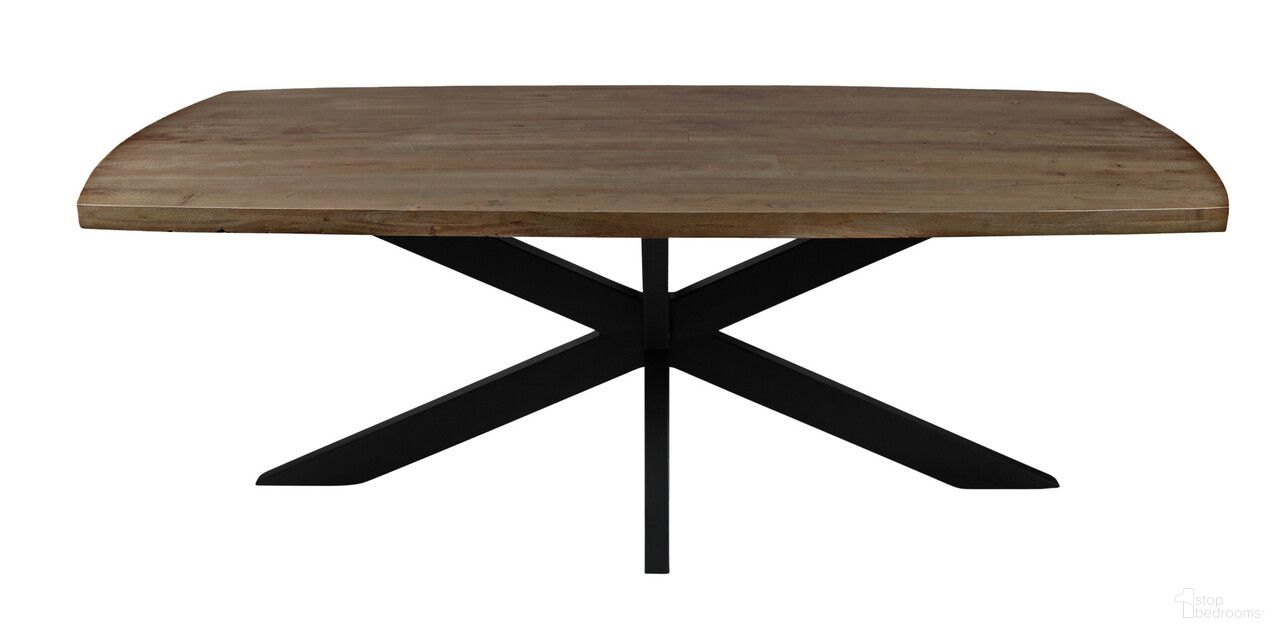 The appearance of 82 Inch Solid Wood and Iron Pedestal Base Dining Table In Black and Natural designed by Homeroots in the rustic / southwestern interior design. This black and natural piece of furniture  was selected by 1StopBedrooms from  to add a touch of cosiness and style into your home. Sku: 488678. Table Base Style: Pedestal. Material: Wood. Table Top Shape: Rectangular. Size: 40" x 82".