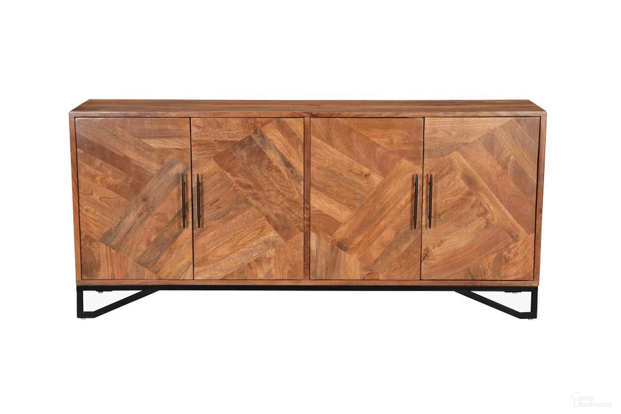 The appearance of 82 Inch Solid Wood Carved Geometric Sideboard with Four Doors In Brown designed by Homeroots in the rustic / southwestern interior design. This brown piece of furniture was selected by 1StopBedrooms from to add a touch of cosiness and style into your home. Sku: 634313. Material: Solid Wood.