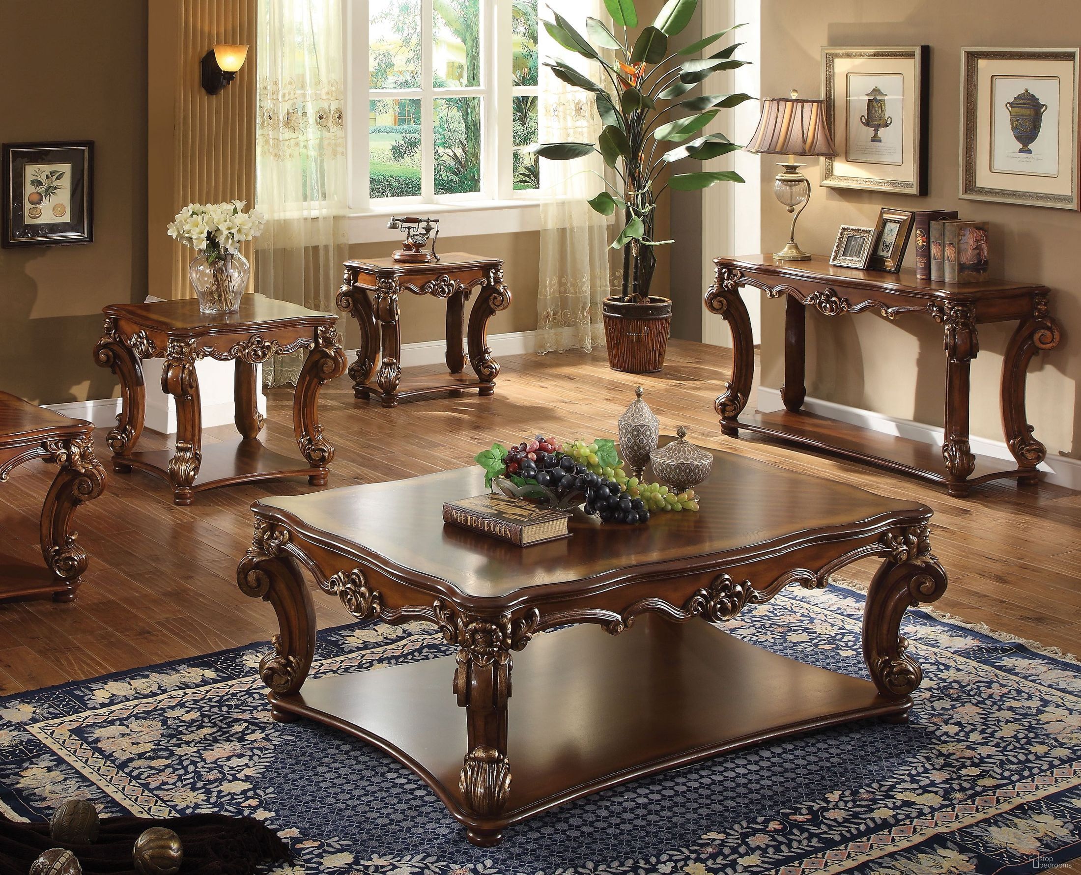 The appearance of Vendome Cherry Rectangular Occasional Table Set designed by ACME in the rustic / southwestern interior design. This dark cherry piece of furniture  was selected by 1StopBedrooms from Vendome Collection to add a touch of cosiness and style into your home. Sku: 82000;82003. Material: Wood.
