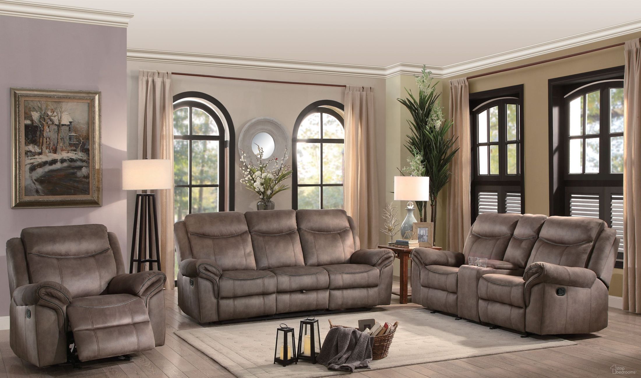 Aram Brown Double Reclining Living Room Set