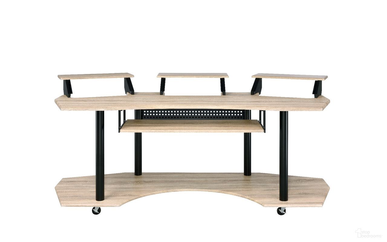 The appearance of 83 Inch Music Recording Studio Desk In Black and Natural designed by Homeroots in the modern / contemporary interior design. This black and natural piece of furniture was selected by 1StopBedrooms from to add a touch of cosiness and style into your home. Sku: 491454. Material: Wood.