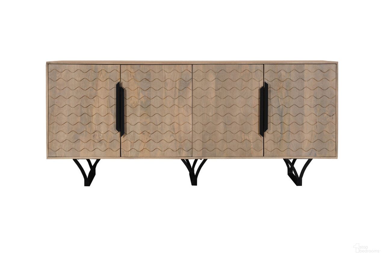 The appearance of 84 Inch Solid Wood Carved Geometric Sideboard with Four Doors In Beige designed by Homeroots in the transitional interior design. This beige piece of furniture was selected by 1StopBedrooms from to add a touch of cosiness and style into your home. Sku: 634318. Material: Solid Wood.
