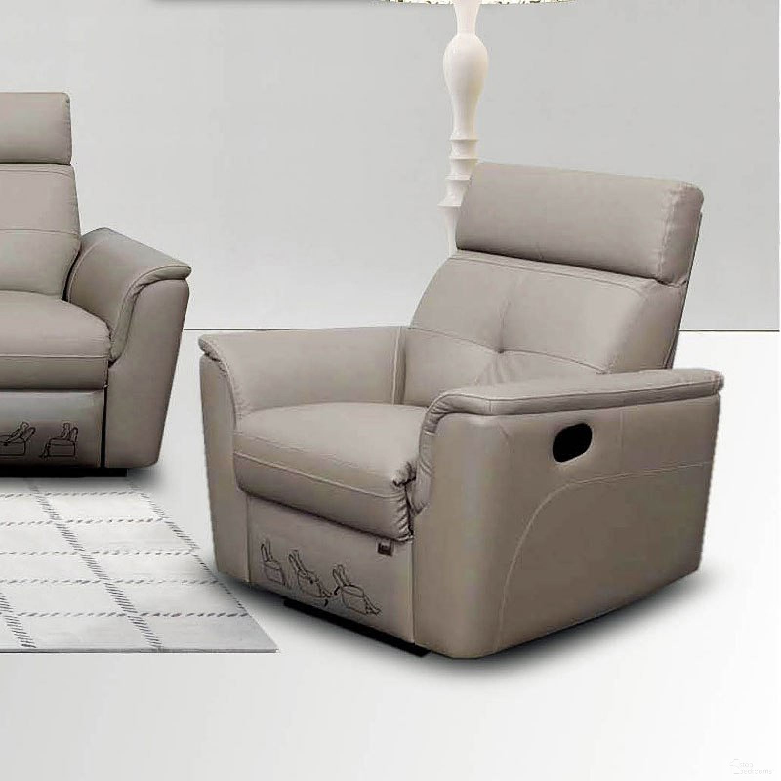The appearance of 8501 Recliner Chair designed by ESF in the modern / contemporary interior design. This light grey piece of furniture was selected by 1StopBedrooms from 8501 Collection to add a touch of cosiness and style into your home. Sku: 85011. Material: Leather Match.