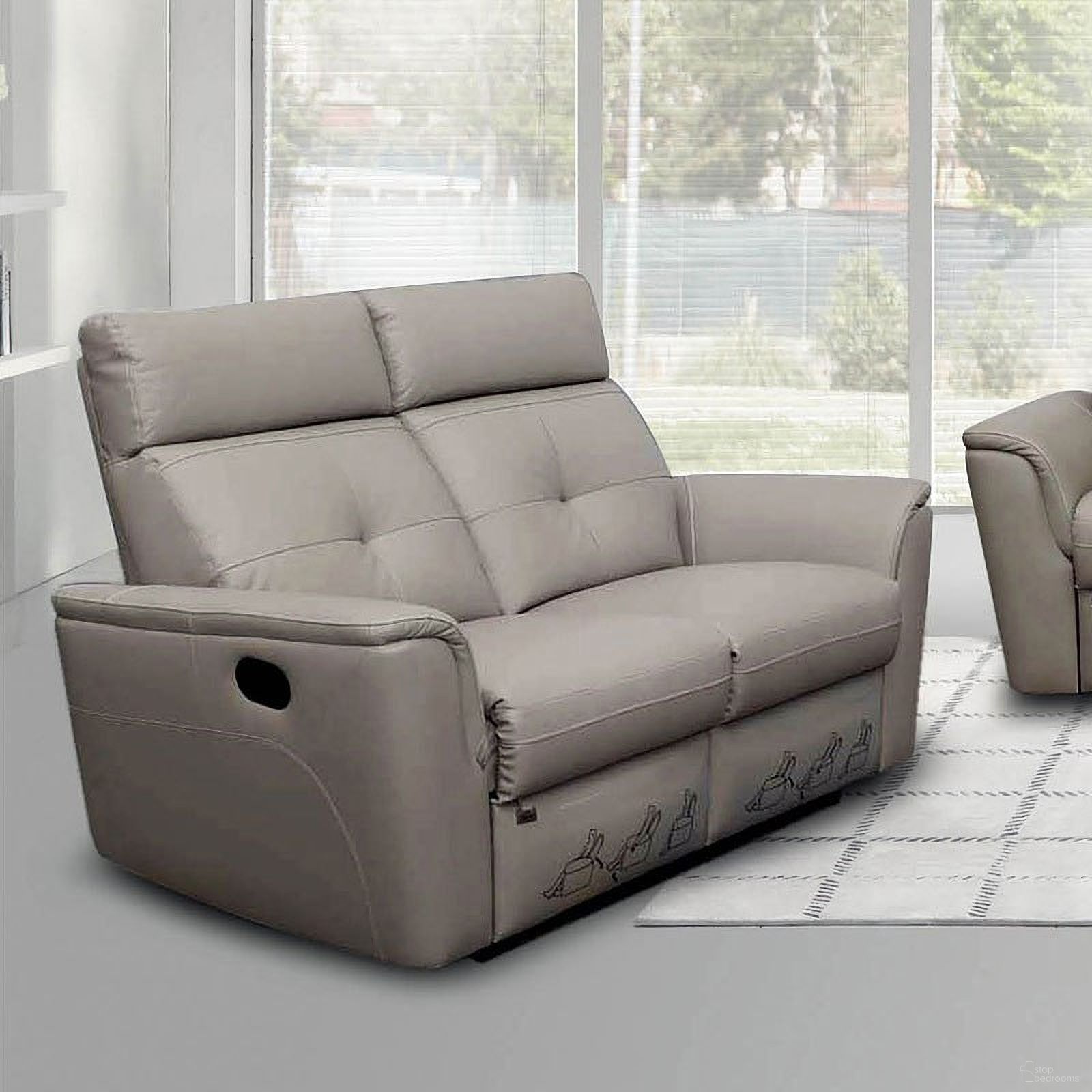 The appearance of 8501 Reclining Loveseat designed by ESF in the modern / contemporary interior design. This light grey piece of furniture was selected by 1StopBedrooms from 8501 Collection to add a touch of cosiness and style into your home. Sku: 85012. Material: Leather Match.
