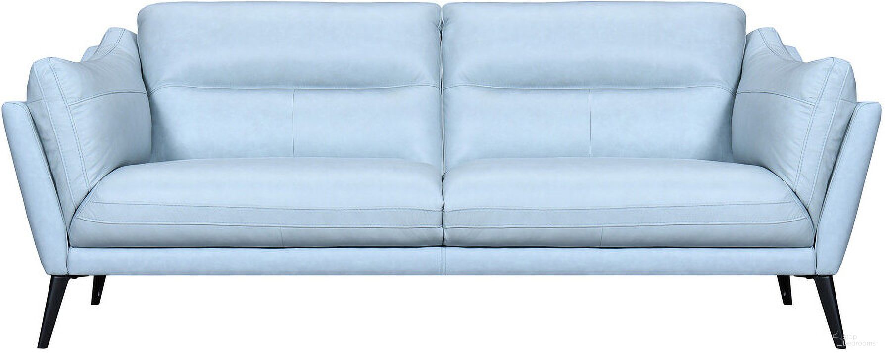 The appearance of 87 Inch Leather Sofa with Black Legs In Sky Blue designed by Homeroots in the modern / contemporary interior design. This sky blue piece of furniture was selected by 1StopBedrooms from to add a touch of cosiness and style into your home. Sku: 546414. Material: Genuine Leather.