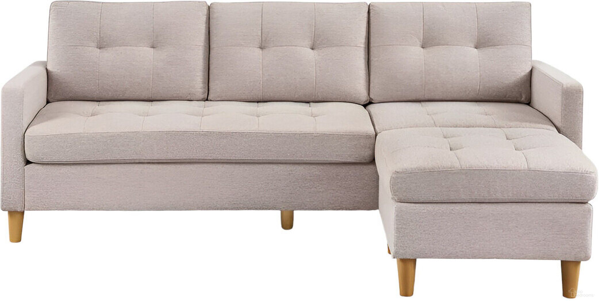 The appearance of 87 Inch Polyester Blend Sofa with Ottoman with Natural Legs In Beige designed by Homeroots in the transitional interior design. This beige piece of furniture was selected by 1StopBedrooms from to add a touch of cosiness and style into your home. Sku: 544960. Material: Polyester.