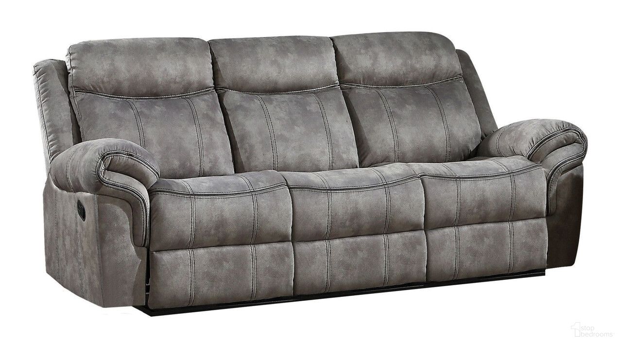 The appearance of 87 Inch Velvet Reclining USB Sofa with Black Legs In Gray designed by Homeroots in the modern / contemporary interior design. This gray piece of furniture  was selected by 1StopBedrooms from  to add a touch of cosiness and style into your home. Sku: 491314. Material: Velvet.