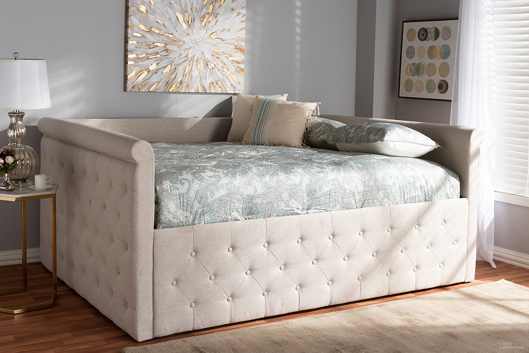The appearance of Baxton Studio Amaya Modern And Contemporary Light Beige Fabric Upholstered Queen Size Daybed designed by Baxton Studio in the modern / contemporary interior design. This light beige piece of furniture was selected by 1StopBedrooms from Amaya Collection to add a touch of cosiness and style into your home. Sku: CF8825-C-Light Beige-Daybed-Q. Bed Type: Daybed. Material: Fabric. Bed Size: Queen.