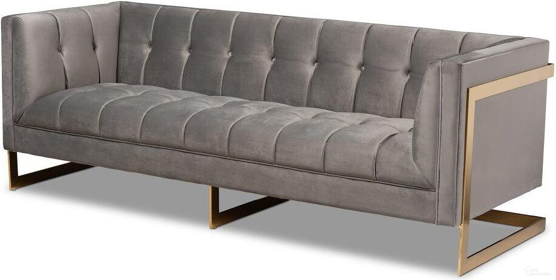 The appearance of Baxton Studio Ambra Glam and Luxe Grey Velvet Fabric Upholstered and Button Tufted Sofa with Gold-Tone Frame designed by Baxton Studio in the glam interior design. This gray piece of furniture was selected by 1StopBedrooms from Ambra Collection to add a touch of cosiness and style into your home. Sku: TSF-5507-Grey/Gold-SF. Material: Velvet.