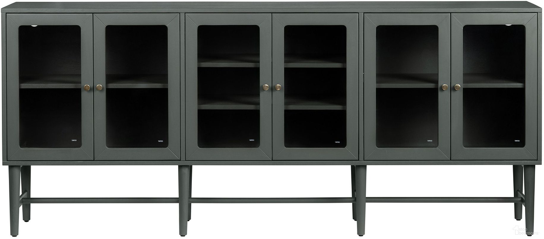 89 Inch 6-Door Media Credenza/Sideboard In Gray and Green