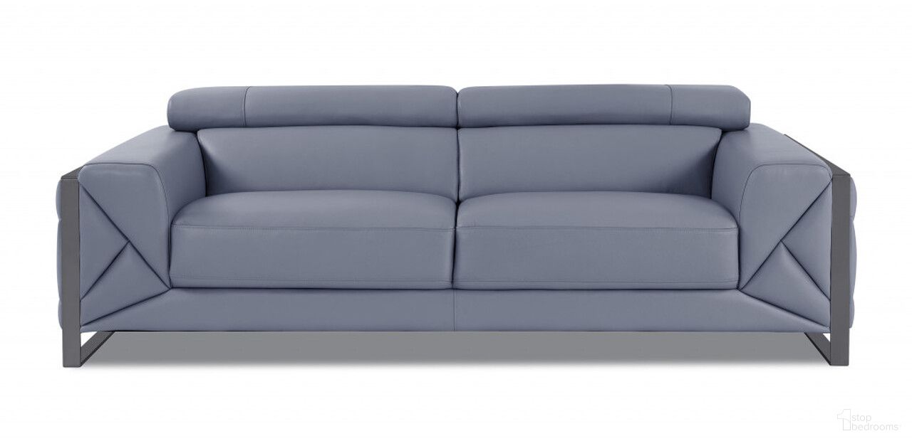 The appearance of 89 Inch Italian Leather Sofa with Chrome Legs In Light Blue designed by Homeroots in the modern / contemporary interior design. This light blue piece of furniture was selected by 1StopBedrooms from to add a touch of cosiness and style into your home. Sku: 476518. Material: Genuine Leather.