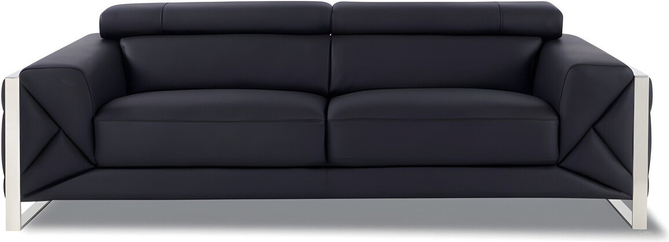 The appearance of 89 Inch Italian Leather Sofa with Silver Legs In Black designed by Homeroots in the modern / contemporary interior design. This black piece of furniture was selected by 1StopBedrooms from to add a touch of cosiness and style into your home. Sku: 476515. Material: Genuine Leather.