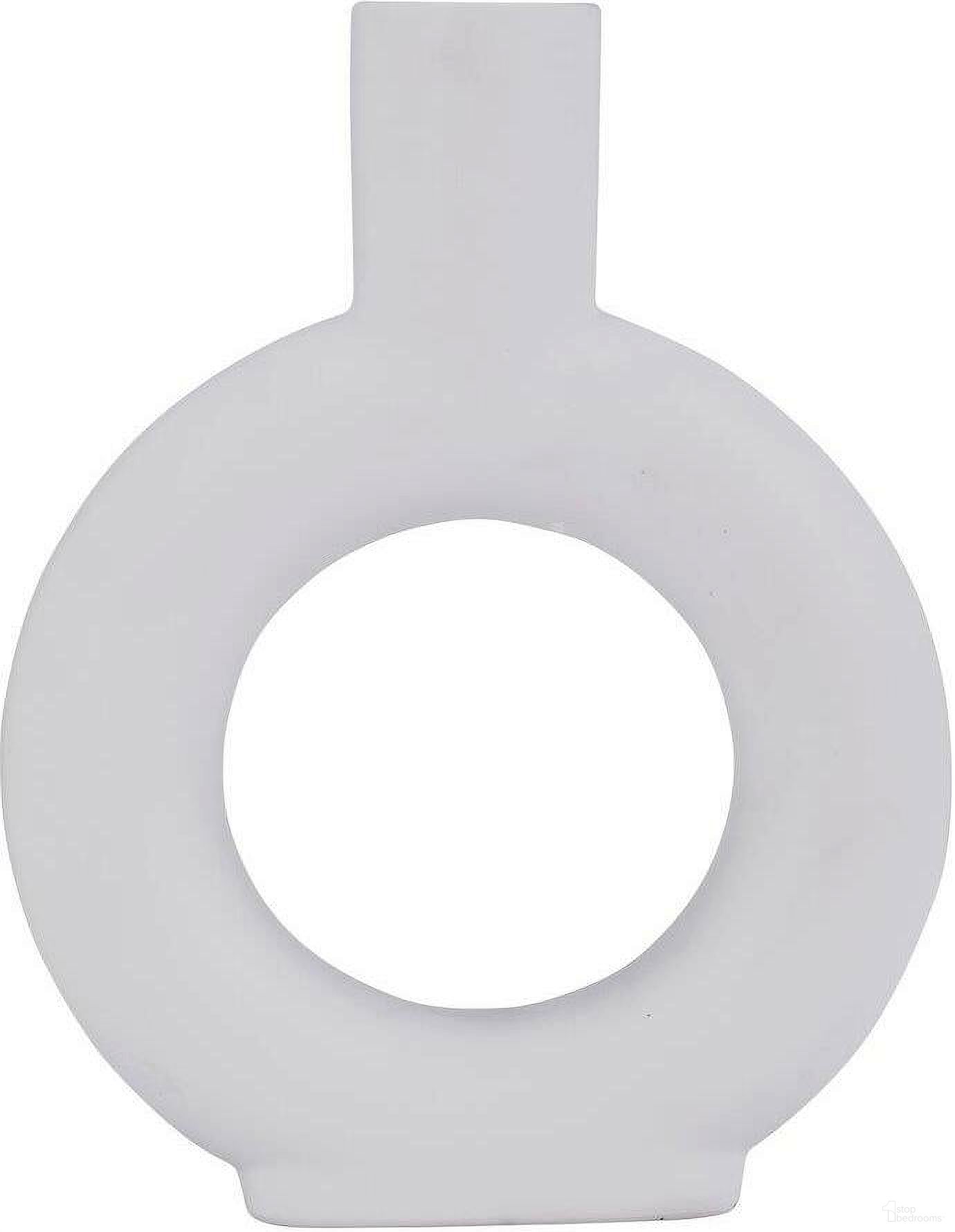9 Inch Round Cut-Out Vase In White