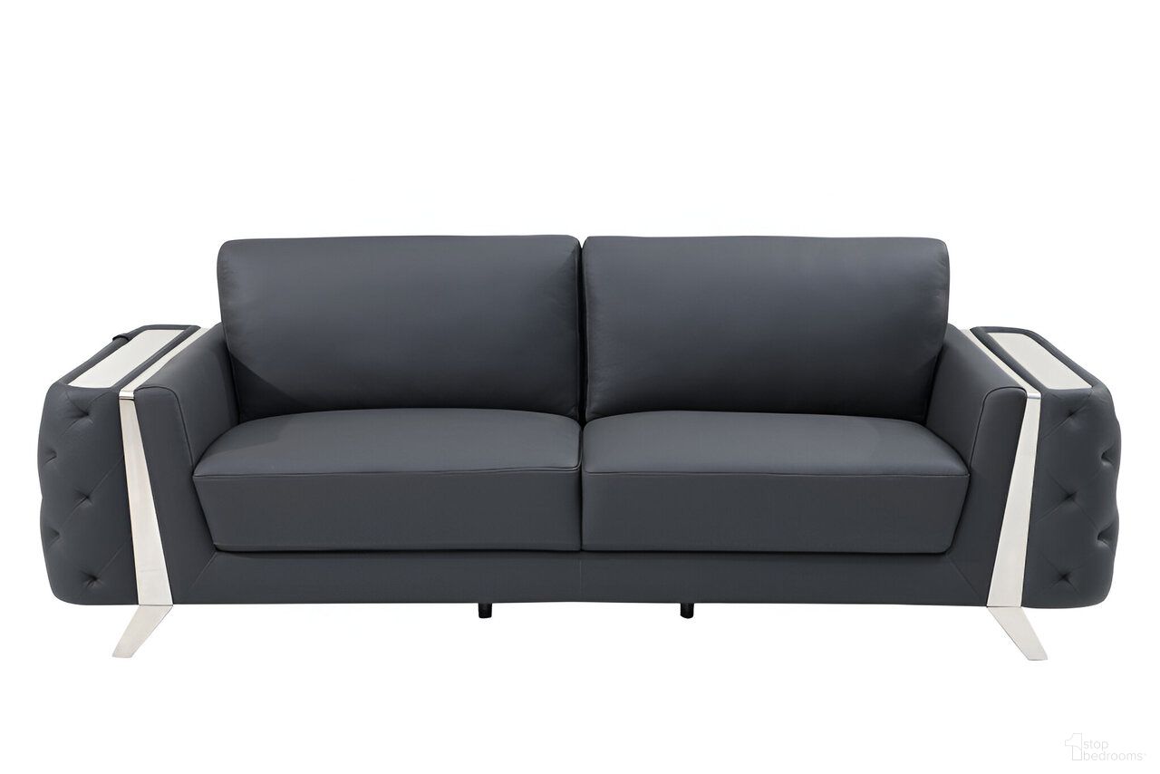 The appearance of 90 Inch Italian Leather Sofa with Silver Legs In Gray designed by Homeroots in the modern / contemporary interior design. This gray piece of furniture was selected by 1StopBedrooms from to add a touch of cosiness and style into your home. Sku: 491052. Material: Genuine Leather.