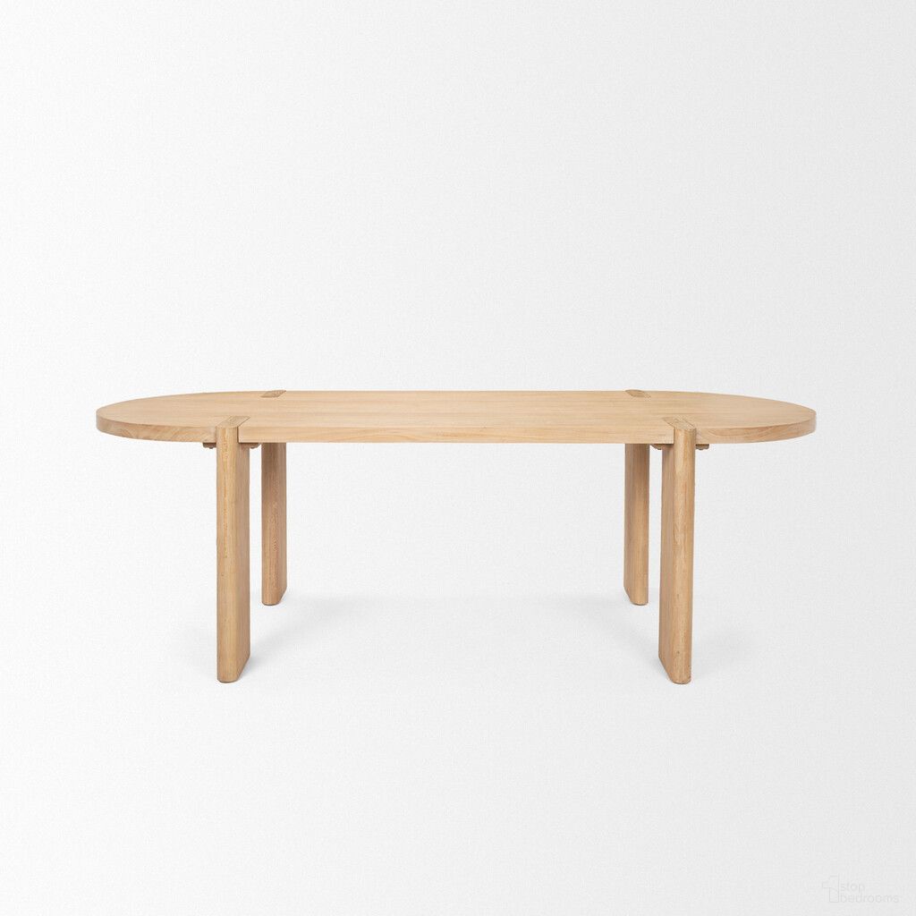 The appearance of 91 Inch Wood Oval Dining Table In Light Brown designed by Homeroots in the modern / contemporary interior design. This light brown piece of furniture  was selected by 1StopBedrooms from  to add a touch of cosiness and style into your home. Sku: 604024. Table Base Style: Legs. Table Top Shape: Oval. Material: Wood. Size: 38" x 91".