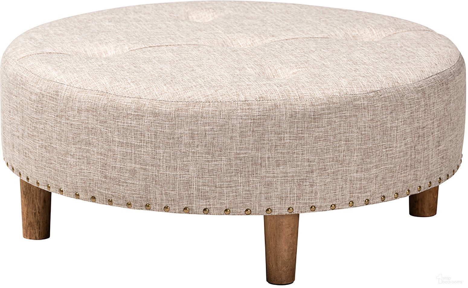 The appearance of Baxton Studio Vinet Modern And Contemporary Beige Fabric Upholstered Natural Wood Cocktail Ottoman designed by Baxton Studio in the modern / contemporary interior design. This beige piece of furniture was selected by 1StopBedrooms from Vinet Collection to add a touch of cosiness and style into your home. Sku: JY17A200-Beige-Otto. Material: Polyester.