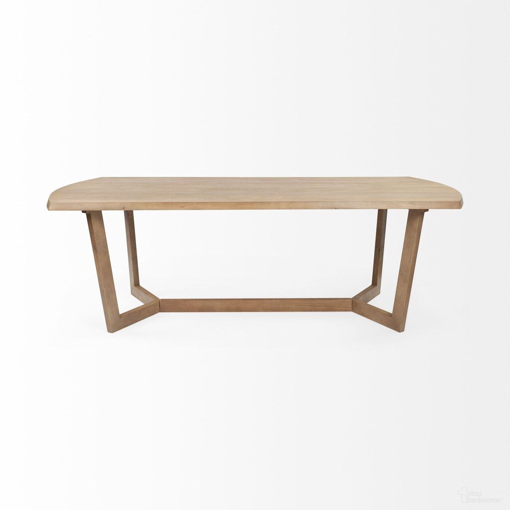 The appearance of 92 Inch Solid Wood Trestle Base Dining Table In Natural and Brown designed by Homeroots in the rustic / southwestern interior design. This natural and brown piece of furniture  was selected by 1StopBedrooms from  to add a touch of cosiness and style into your home. Sku: 380479. Table Base Style: Trestle. Table Top Shape: Rectangular. Material: Solid Wood. Size: 38" x 91".