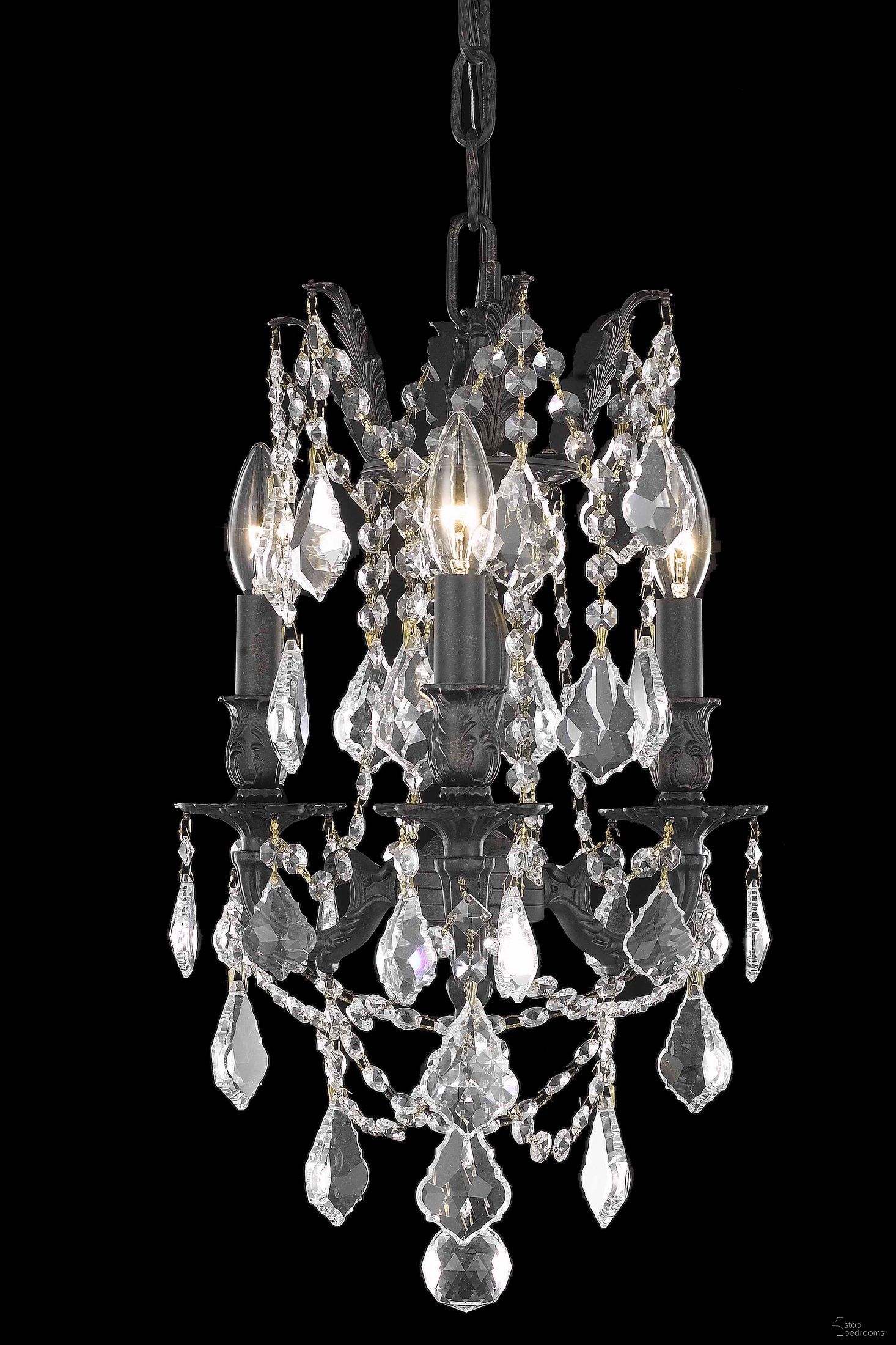 Rosalia 13" Dark Bronze 3 Light Pendant With Clear Royal Cut Crystal Trim
