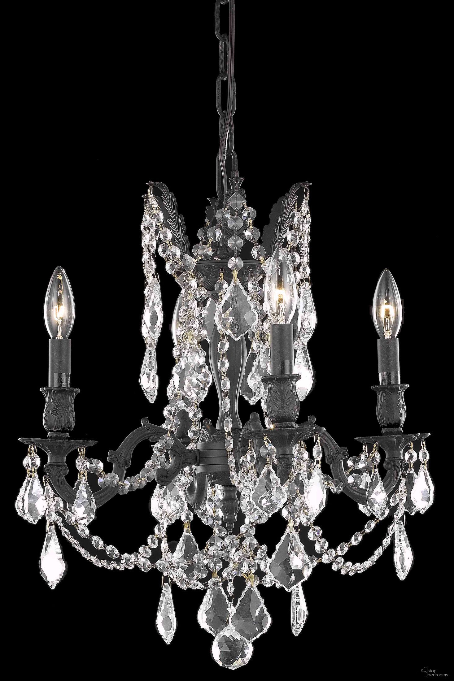 Rosalia 17" Dark Bronze 4 Light Pendant With Clear Royal Cut Crystal Trim