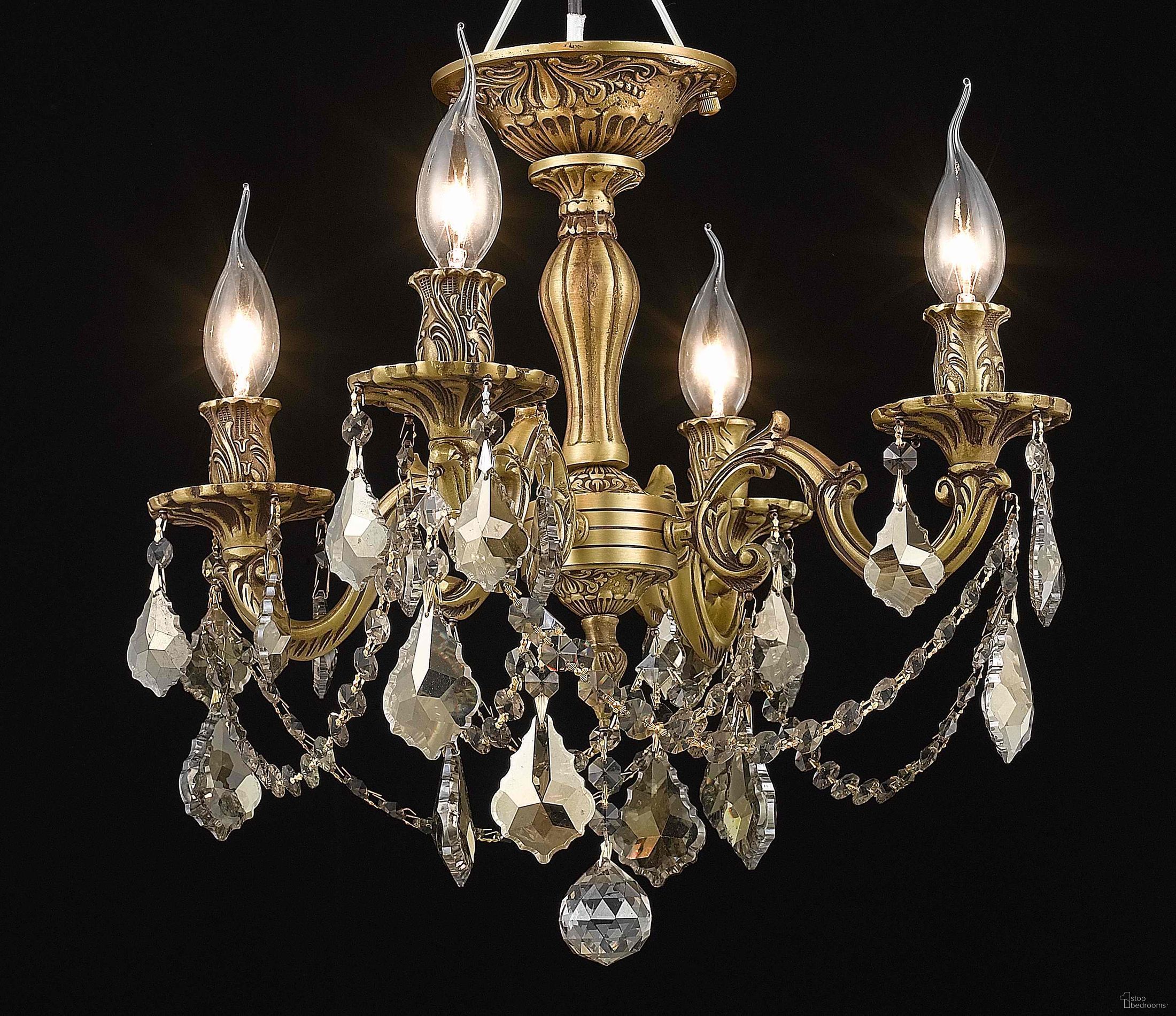 Rosalia 17" French Gold 4 Light Flush Mount With Golden Teak Royal Cut Crystal Trim