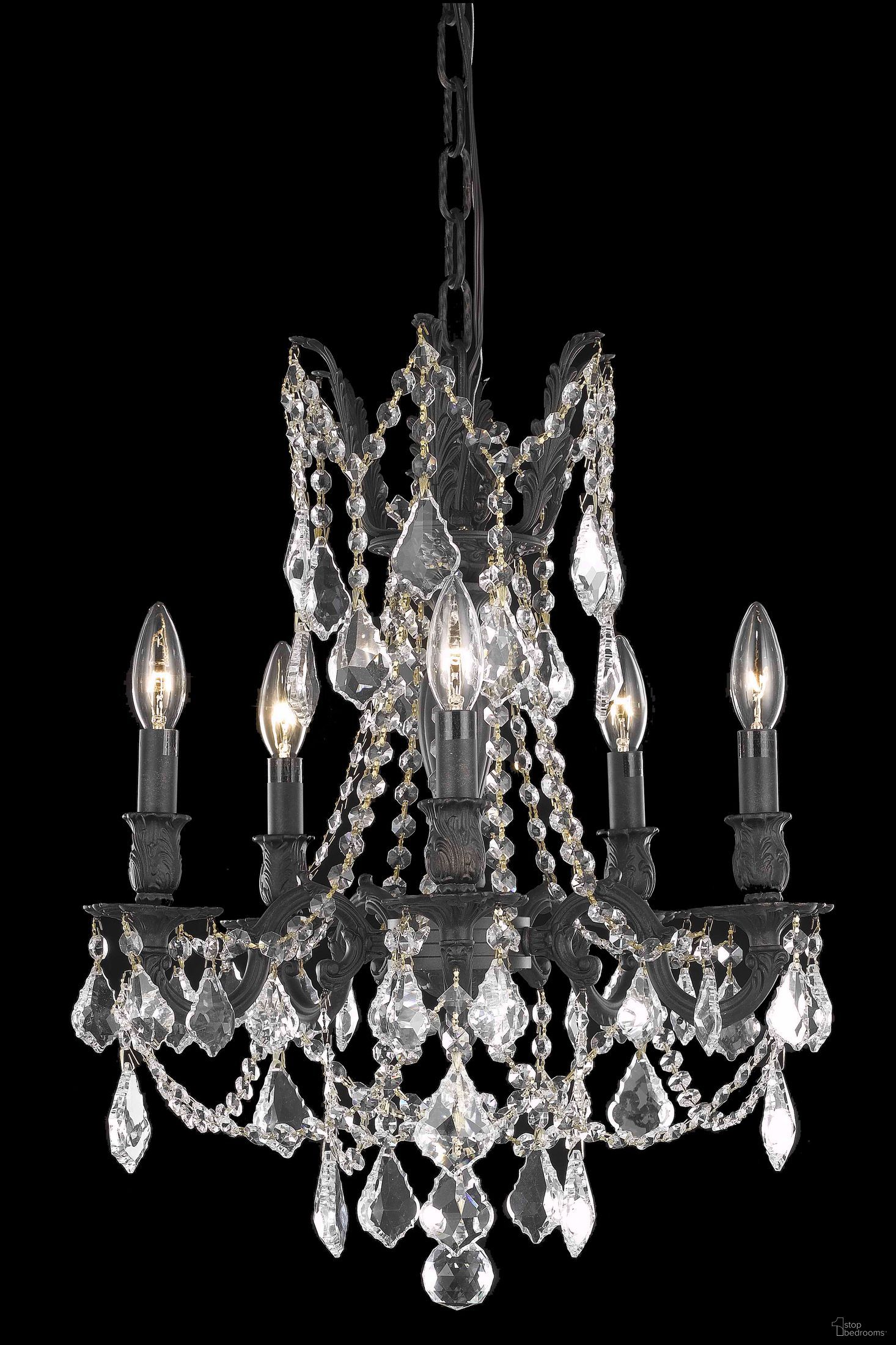 Rosalia 18" Dark Bronze 5 Light Pendant With Clear Royal Cut Crystal Trim