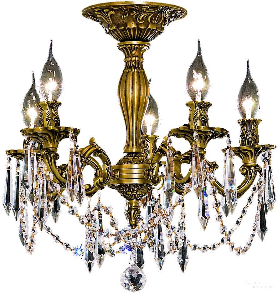 Rosalia 18" French Gold 5 Light Flush Mount With Clear Royal Cut Crystal Trim