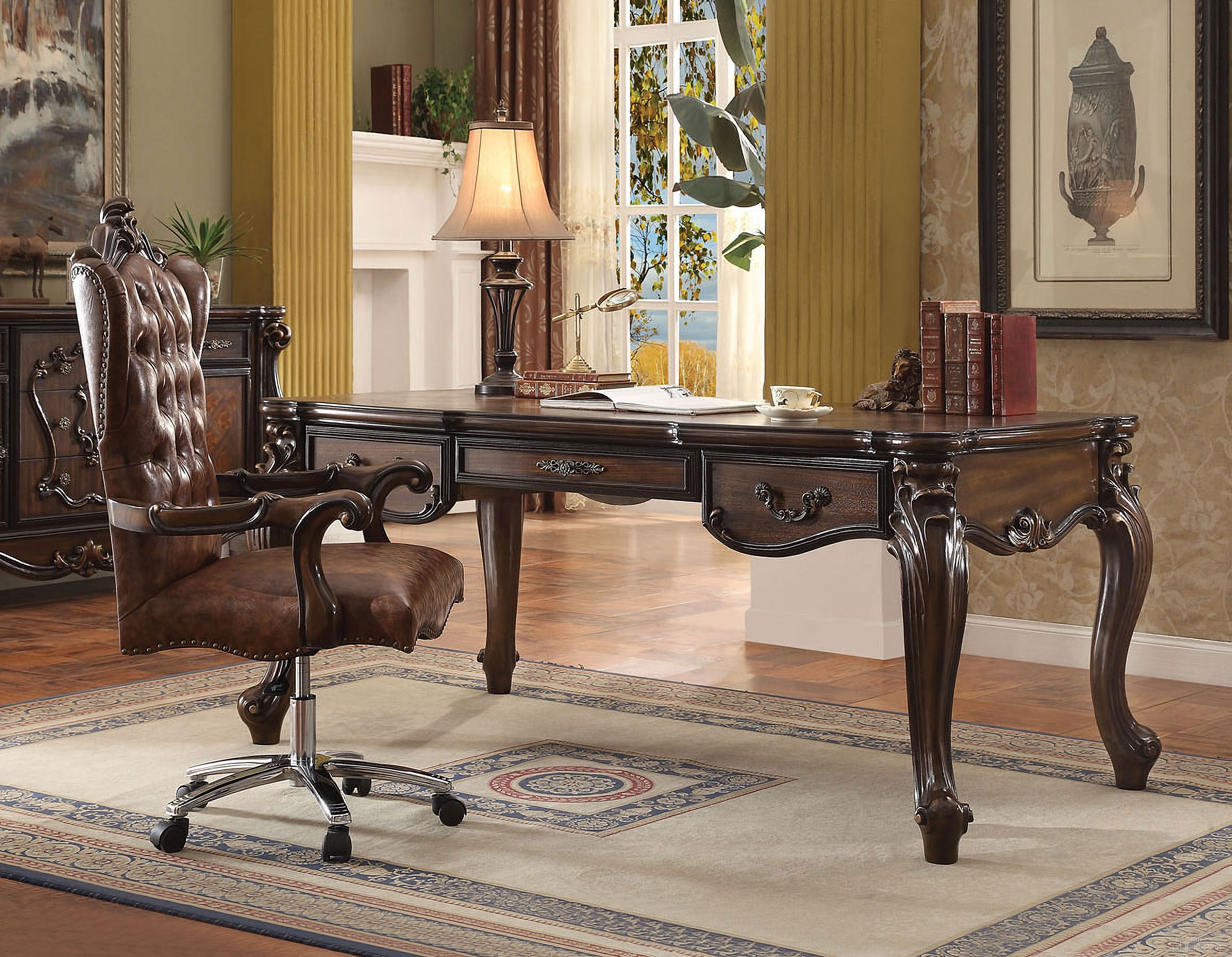 The appearance of Versailles Home Office Set (Cherry Oak) designed by ACME in the rustic / southwestern interior design. This brown piece of furniture  was selected by 1StopBedrooms from Versailles Collection to add a touch of cosiness and style into your home. Sku: 92280;92282. Material: Wood.