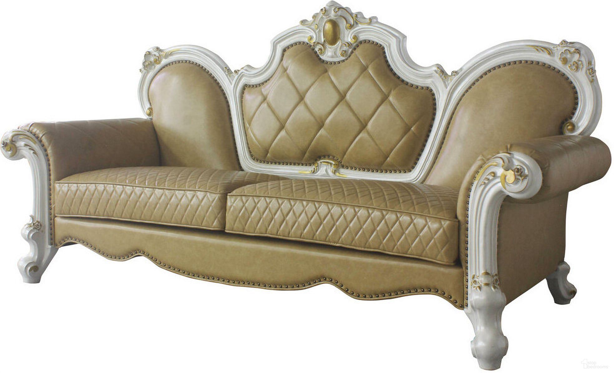 The appearance of 93 Inch Faux Leather Sofa and Toss Pillows with Pearl Legs In Golden Brown designed by Homeroots in the modern / contemporary interior design. This golden brown piece of furniture was selected by 1StopBedrooms from to add a touch of cosiness and style into your home. Sku: 491029. Material: Faux Leather.