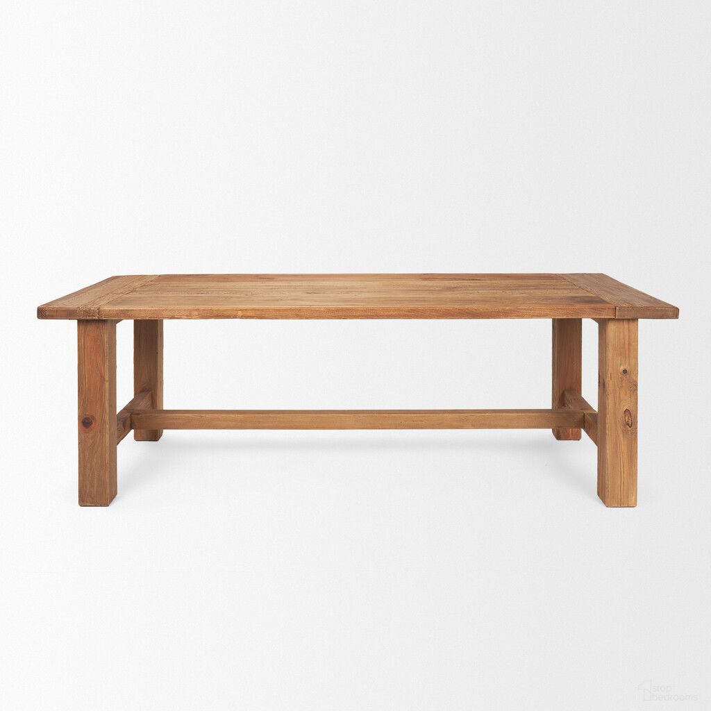 The appearance of 95 Inch Reclaimed Wood Trestle Base Dining Table In Natural designed by Homeroots in the rustic / southwestern interior design. This natural piece of furniture  was selected by 1StopBedrooms from  to add a touch of cosiness and style into your home. Sku: 604016. Table Base Style: Trestle. Table Top Shape: Rectangular. Size: 39" x 94". Material: Solid Wood.