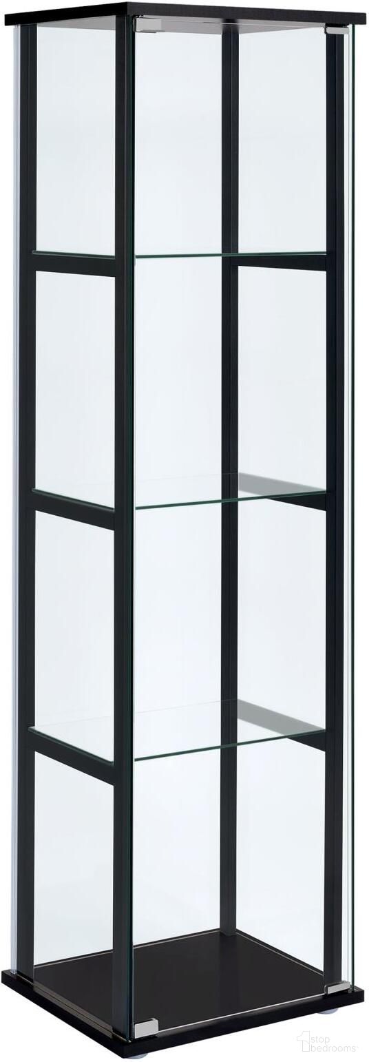 Cyclamen 4-shelf Glass Curio Cabinet Black and Clear
