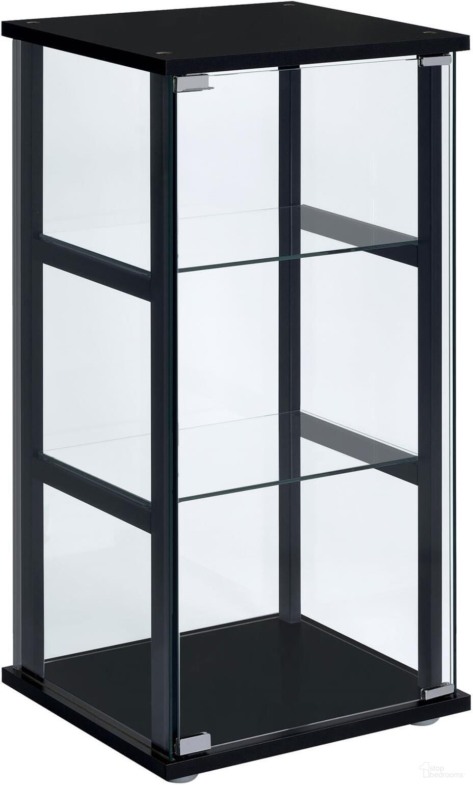 Cyclamen 3-shelf Glass Curio Cabinet Black and Clear