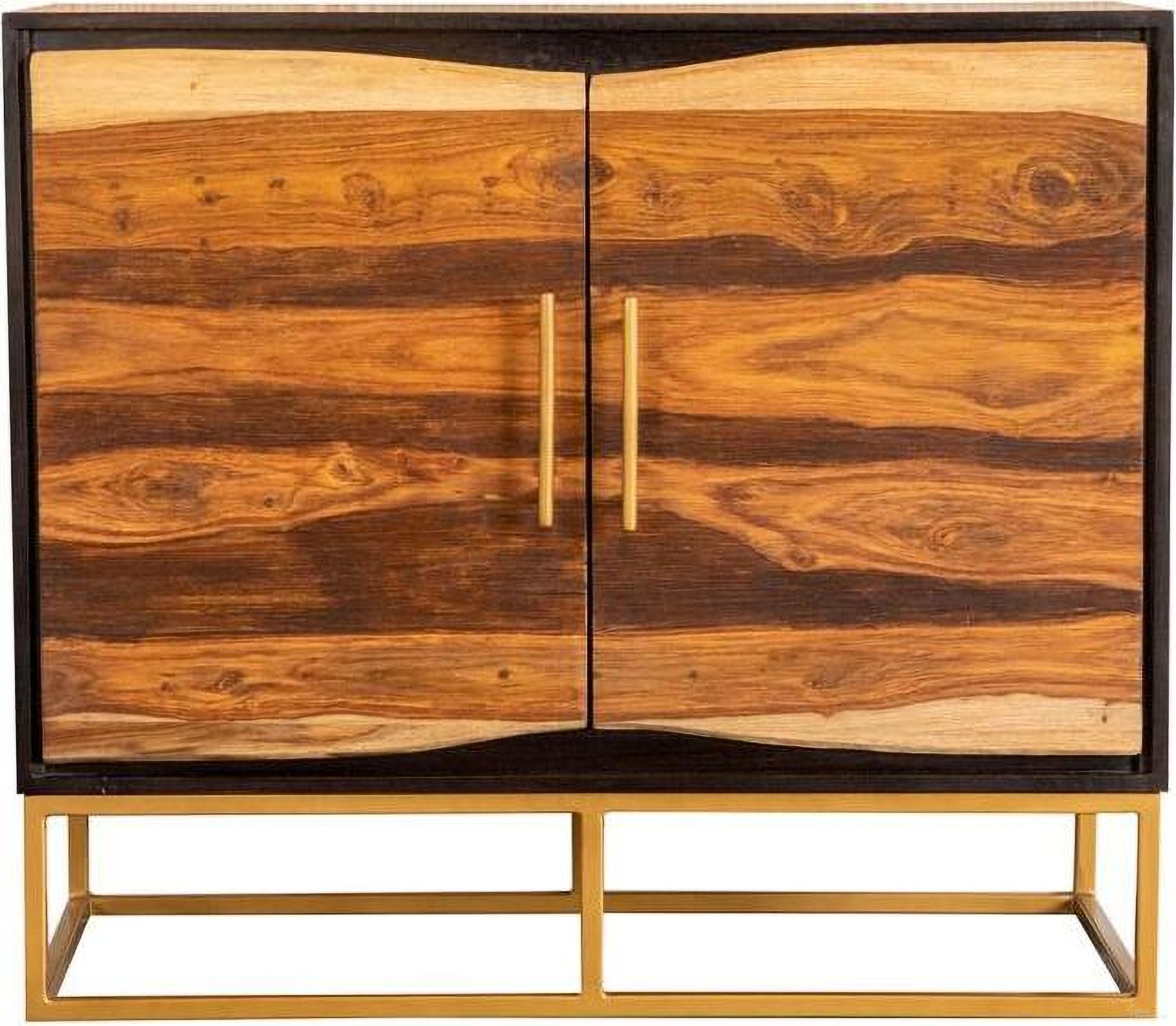 The appearance of Zara 2-door Accent Cabinet Black Walnut and Gold designed by Coaster in the modern / contemporary interior design. This black walnut piece of furniture was selected by 1StopBedrooms from Zara Collection to add a touch of cosiness and style into your home. Sku: 953447. Material: Wood.