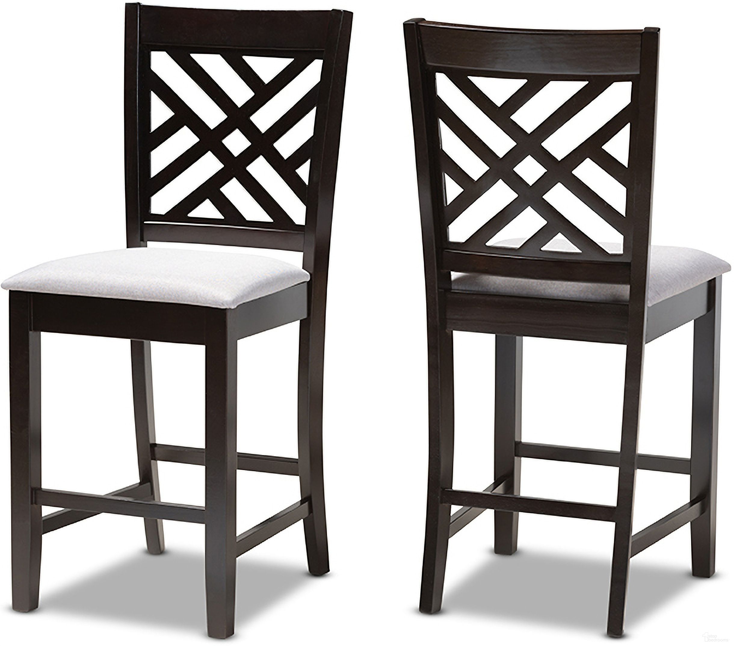 The appearance of Baxton Studio Caron Modern And Contemporary Gray Fabric Upholstered Espresso Brown Finished Wood Counter Height Pub Chair Set Of 2 designed by Baxton Studio in the modern / contemporary interior design. This gray piece of furniture was selected by 1StopBedrooms from Caron Collection to add a touch of cosiness and style into your home. Sku: RH317P-Grey/Dark Brown-PC. Material: Rubberwood.