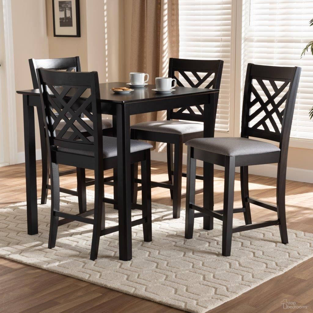 The appearance of Baxton Studio Caron Modern and Contemporary Gray Fabric Upholstered Espresso Brown Finished 5-Piece Wood Pub Set designed by Baxton Studio in the modern / contemporary interior design. This gray piece of furniture was selected by 1StopBedrooms from Caron Collection to add a touch of cosiness and style into your home. Sku: RH317P-Grey/Dark Brown-5PC Pub Set. Material: Rubberwood.