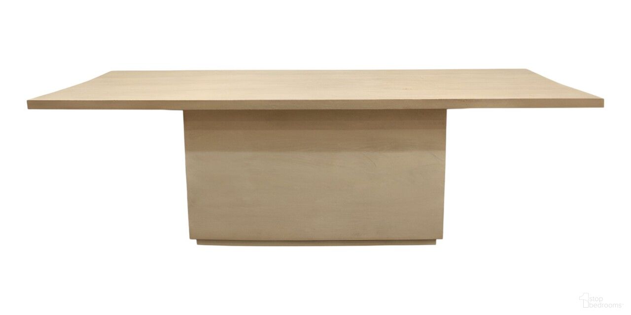 The appearance of 96 Inch Solid Wood Pedestal Base Dining Table In Natural and Brown designed by Homeroots in the transitional interior design. This natural and brown piece of furniture  was selected by 1StopBedrooms from  to add a touch of cosiness and style into your home. Sku: 563910. Table Base Style: Pedestal. Table Top Shape: Rectangular. Size: 40" x 96". Material: Solid Wood.