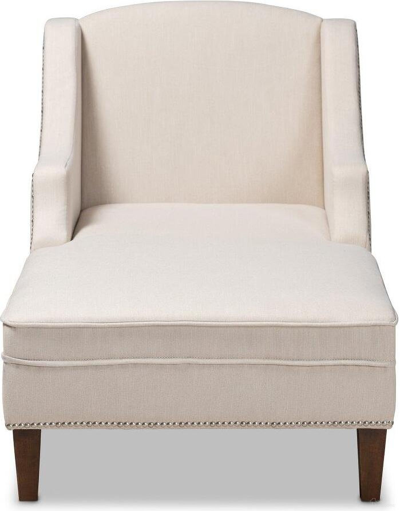 The appearance of Baxton Studio Leonie Modern and Contemporary Beige Fabric Upholstered Wenge Brown Finished Chaise Lounge designed by Baxton Studio in the modern / contemporary interior design. This beige piece of furniture  was selected by 1StopBedrooms from Leonie Collection to add a touch of cosiness and style into your home. Sku: CFCL3-Beige/Wenge-KD Chaise. Material: Fabric.