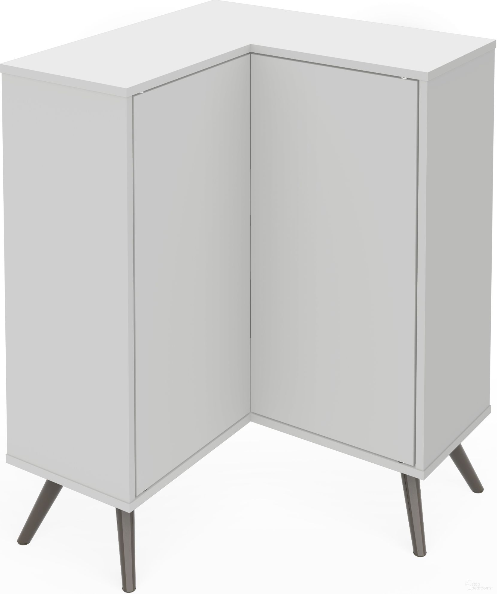 Bestar Small Space Krom Corner Storage Unit In White 1StopBedrooms