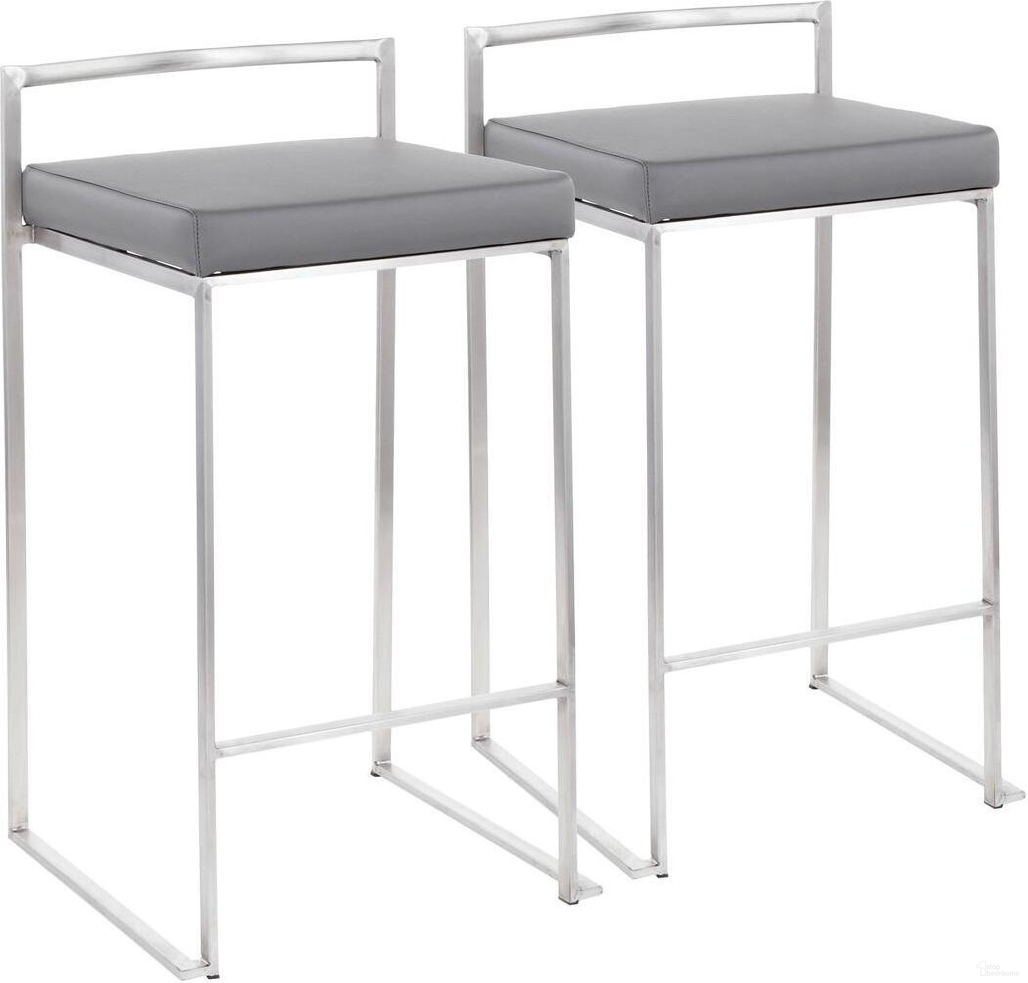 The appearance of Fuji Gray Stacker Counter Stool Set Of 2 designed by Lumisource in the modern / contemporary interior design. This gray piece of furniture was selected by 1StopBedrooms from Fuji Collection to add a touch of cosiness and style into your home. Sku: B26-FUJI GY2. Material: Stainless Steel.
